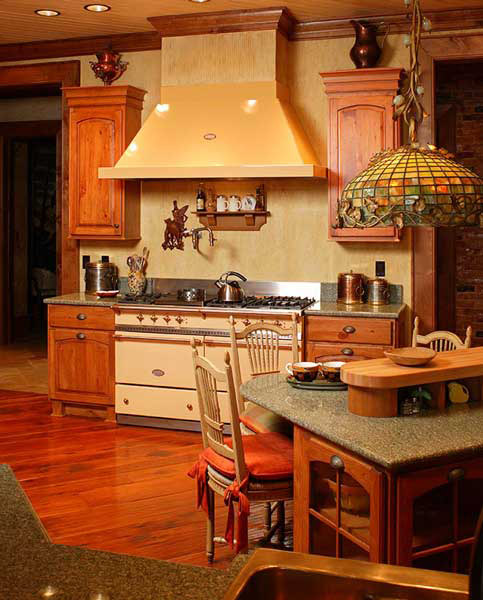 Warm wooden kitchen with custom cabinets